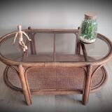 Rattan coffee table smoked glass
