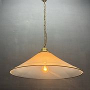 White Murano Glass Pendant Light with Black Rim, Italy, Mid-Century