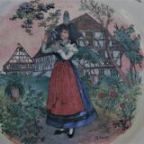 round dish in Sarreguemines earthenware model Obernai (Alsatian)