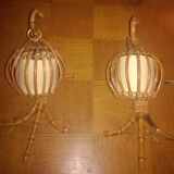 Two rattan wall lamps