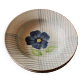 Lot 4 soup plates Blue Flower Hand Painted Collection Valentin Digoin Sarreguemines Coat of Arms