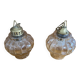 Pair of Vintage Suspension Lights with Iridescent Moulded Glass + Gold Metal