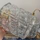 Set of two vintage electric chiseled glass walking lamps