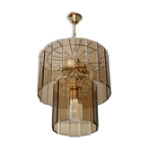 Lustre verre fumé/metal doré 1970s