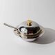Vintage set of 2 stainless steel bowls with lids, 1980s, with gold details.