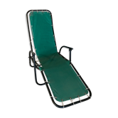 Chaise longue tissu vert et tube métal noir