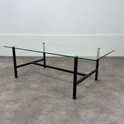 Table basse années 50 verre et métal noir