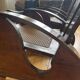 Pair of Art Deco armchairs in wood and cane.