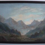 Hand painted painting, oil on fiberboard, signed, Czechoslovakia, 1960's.