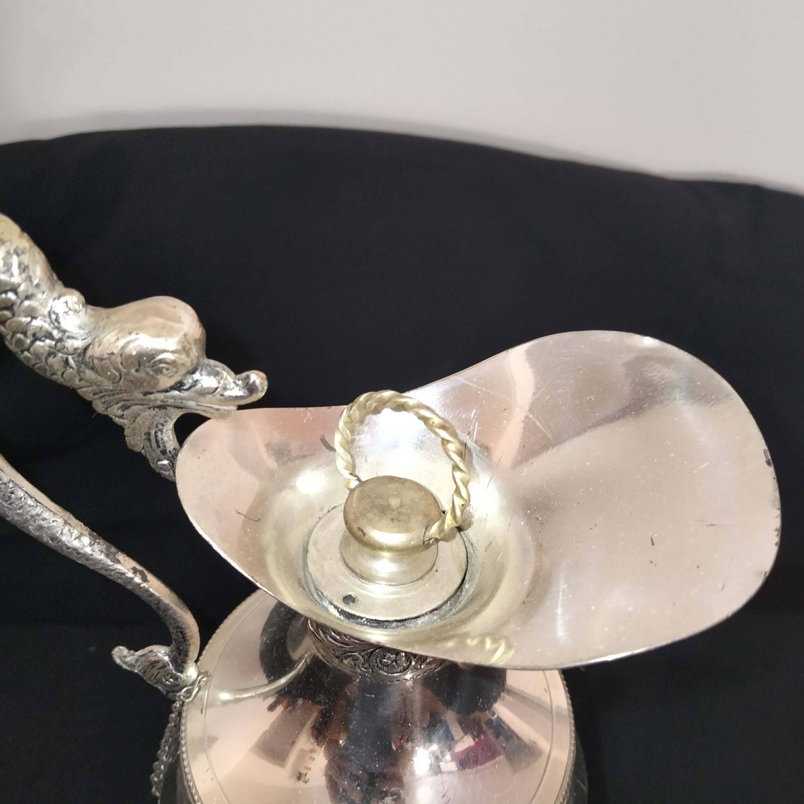 Vintage glass and metal carafe