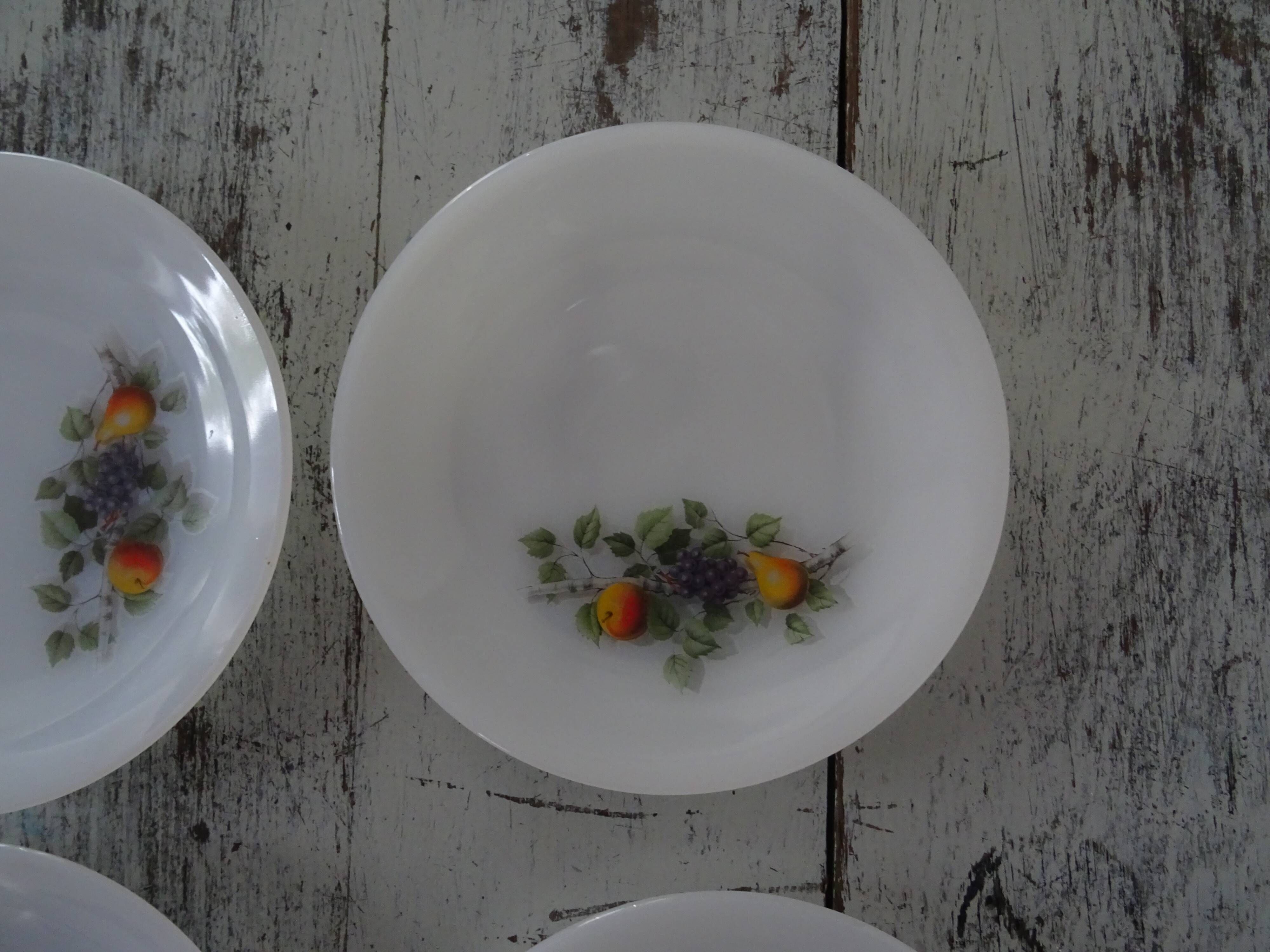 6 Dessert plates Arcopal model Fruits de France apple pear vintage grape