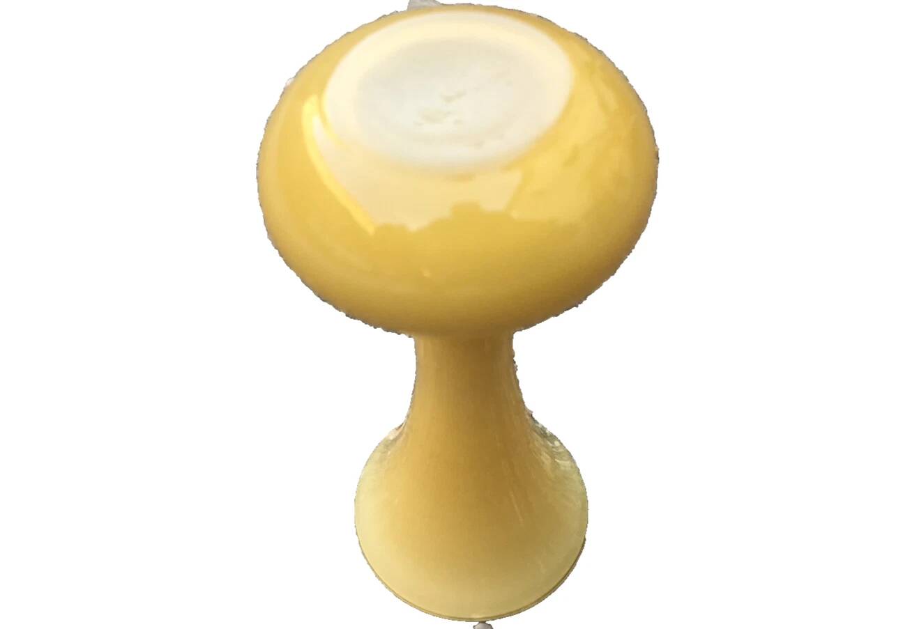 Single flower vase in Murano style, amber glass with a white milk interior.