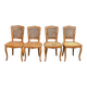 4 Louis XV dining chairs in light solid wood with caning.