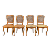 4 chaises à manger Louis XV bois massif clair cannées