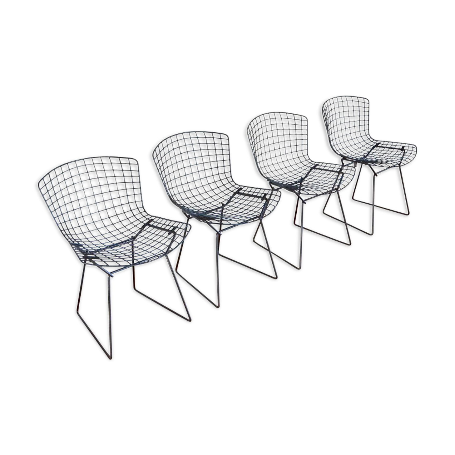 Set of 4 chairs "Wire" by Harry Bertoia, edition Knoll 1st edition