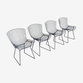 Set of 4 chairs "Wire" by Harry Bertoia, edition Knoll 1st edition