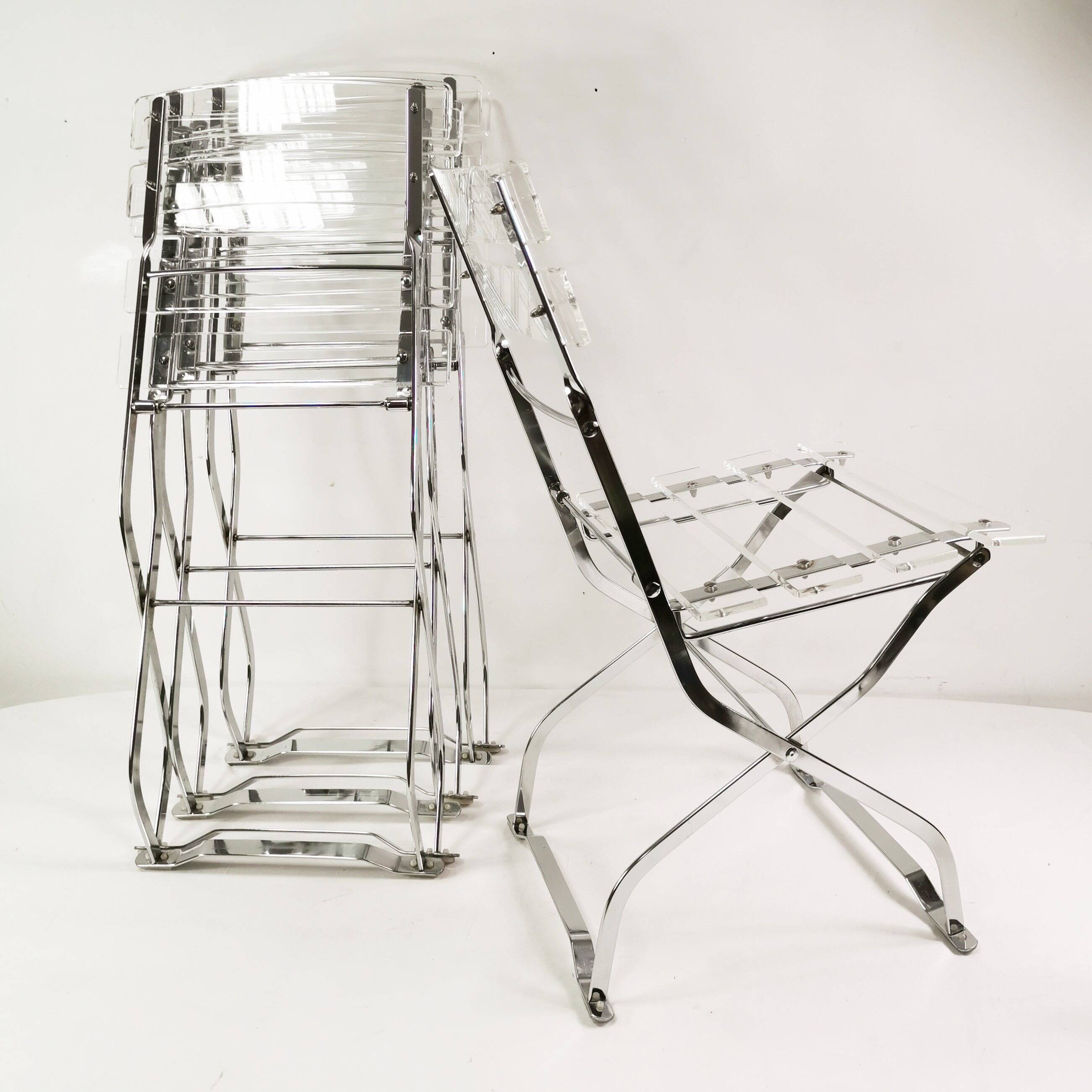 Set of designer folding chairs, Maison & Jardin Paris, 1970s