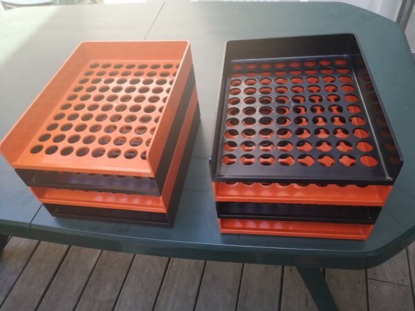 Lot de 8 bannettes courrier vintage par Roger Tallon pour Art et Bureau 70s