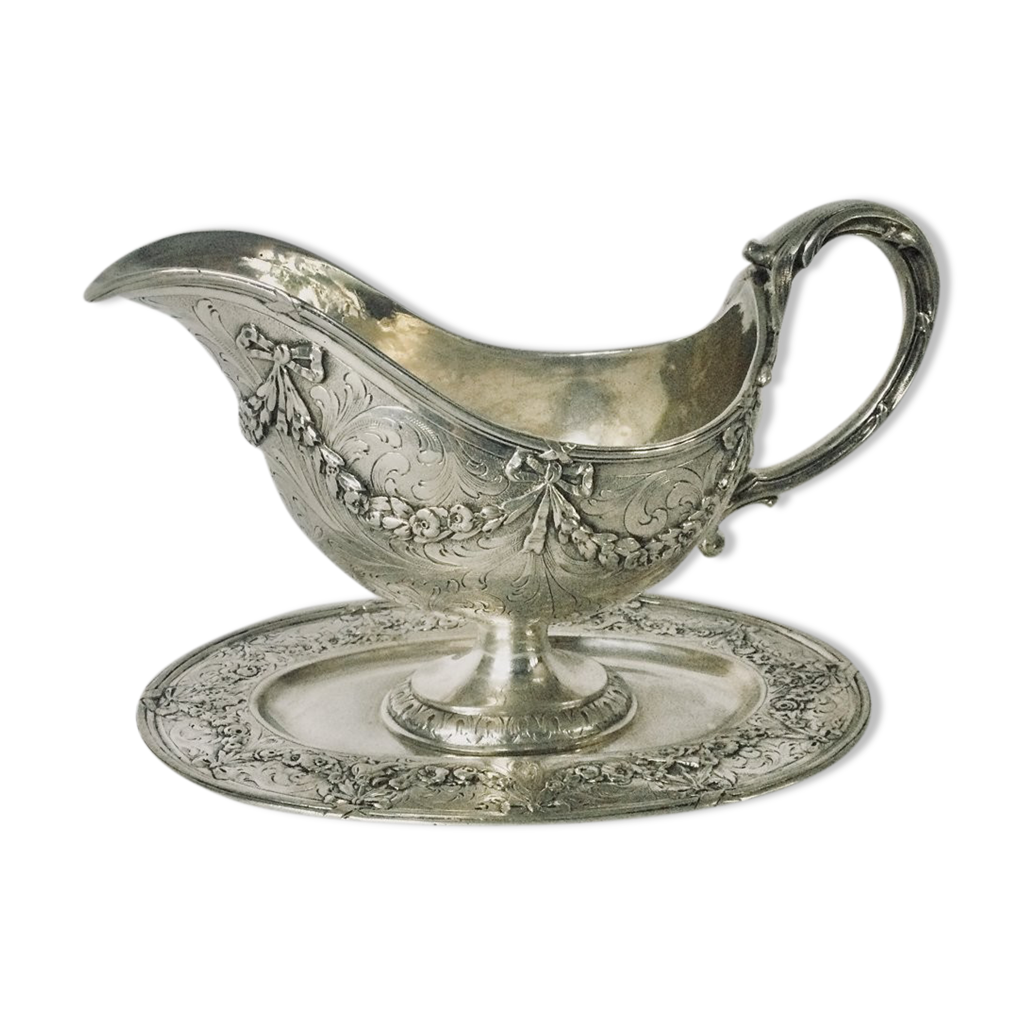 SAUCIÈRE CHRISTOFLE MODÈLE ONDULATION métal argenté ART DECO coupelle Plateau EUR 180,00