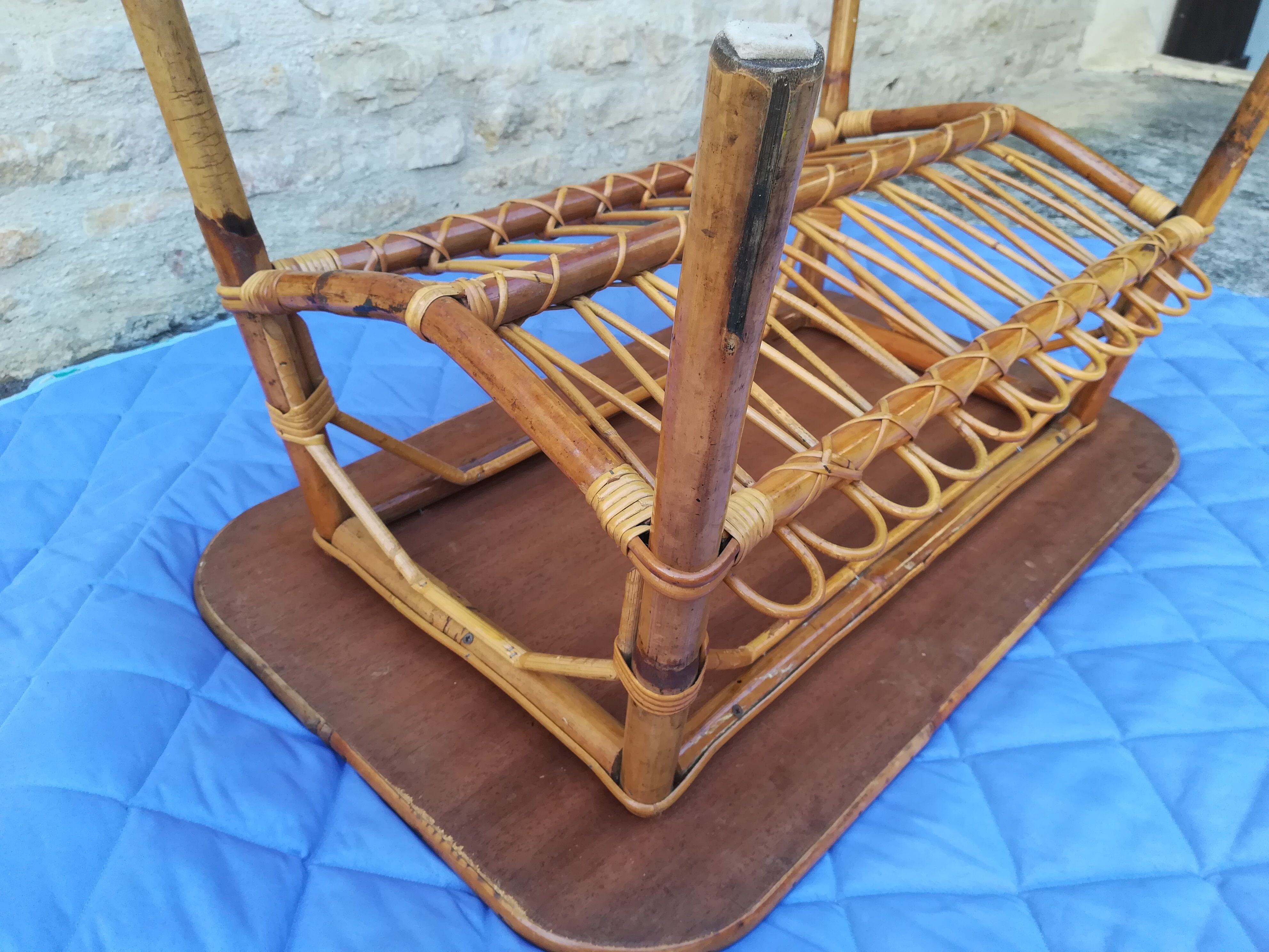 Rattan and bamboo coffee table