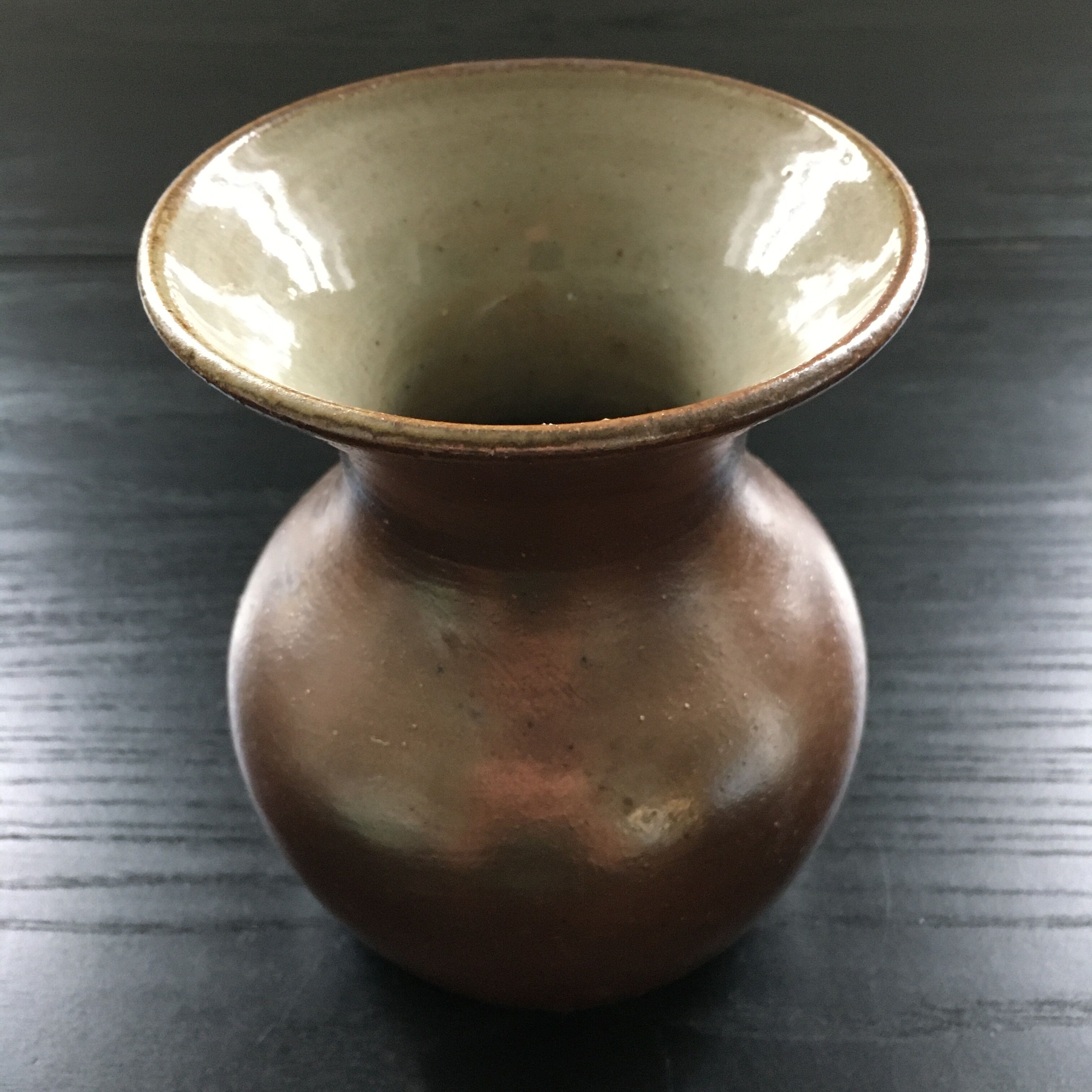 Signed vase in polished stoneware