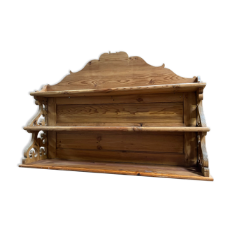 Wall shelf solid pine carved