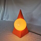 Ceramic pyramid lamp, opaline sphere, postmodern, 1970.