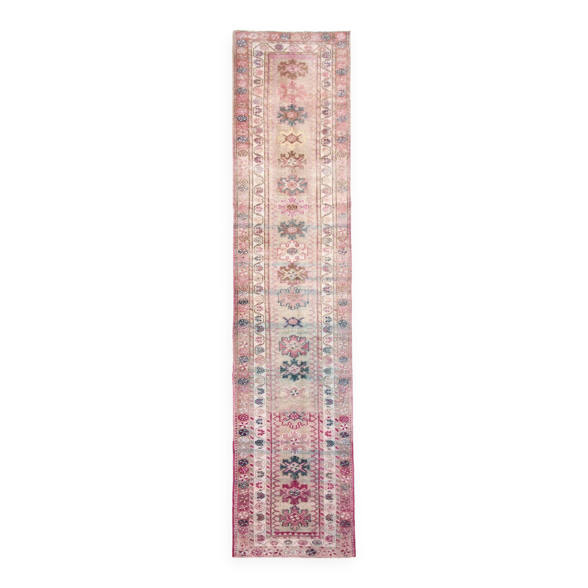 Tapis couloir turc en dégradé de rose, 78x360 cm