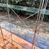 Modular metal chrome and vintage glass shelves from the 1970s.