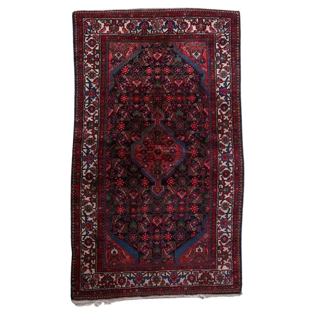Handmade vintage Persian Malayer rug 129cm x 219cm 1960s