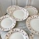 Set of 8 dessert plates Digoin Sarreguemines model "Andrée" small suns 30s