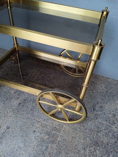 Serving rolling table golden aluminum ep 1970 vintage