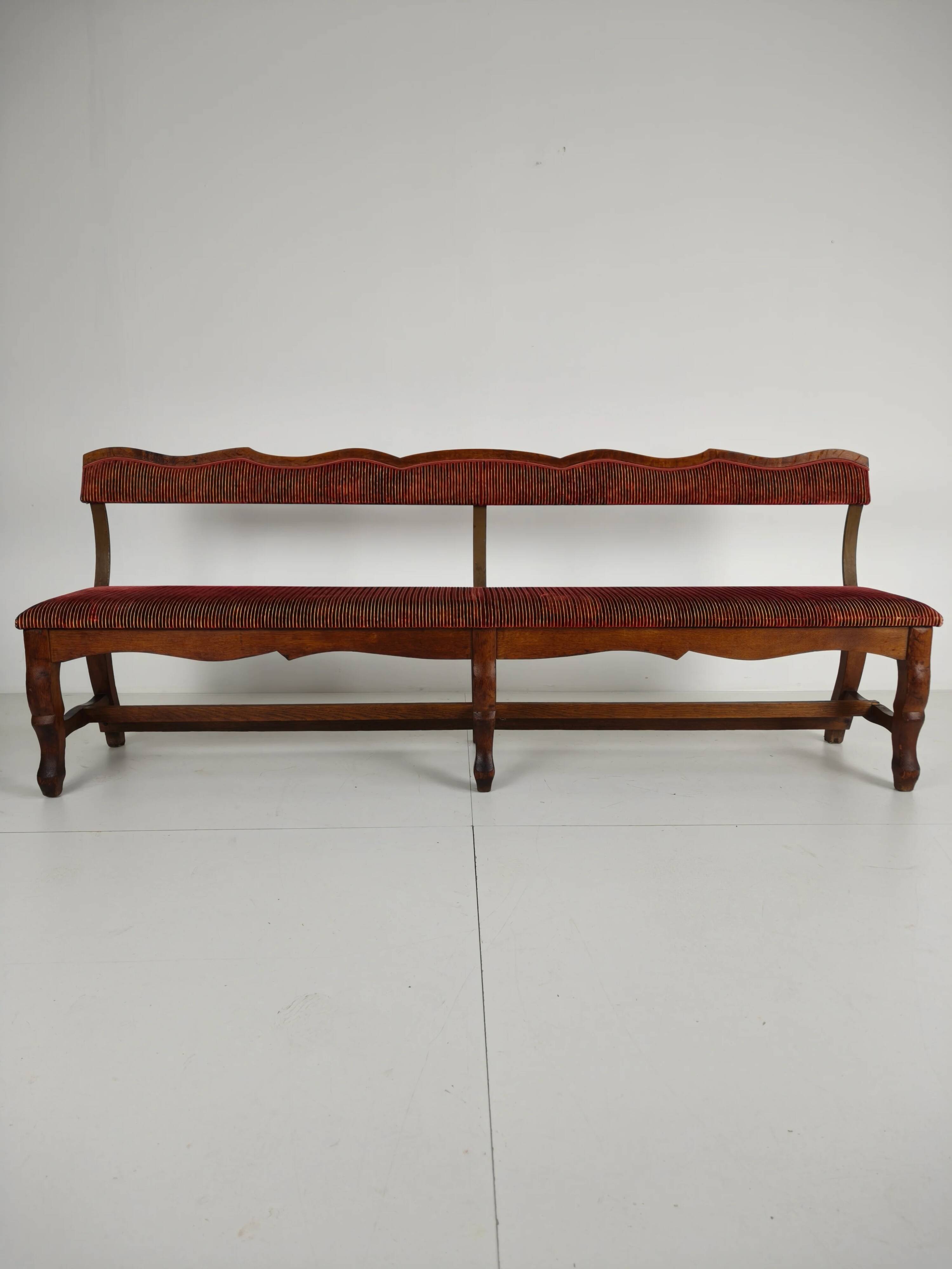 Unique early 20th century oak hall / dining bench