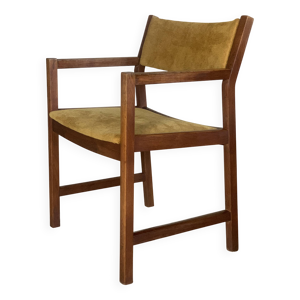 Fauteuil vintage danois de Borge Mogensen velours jaune