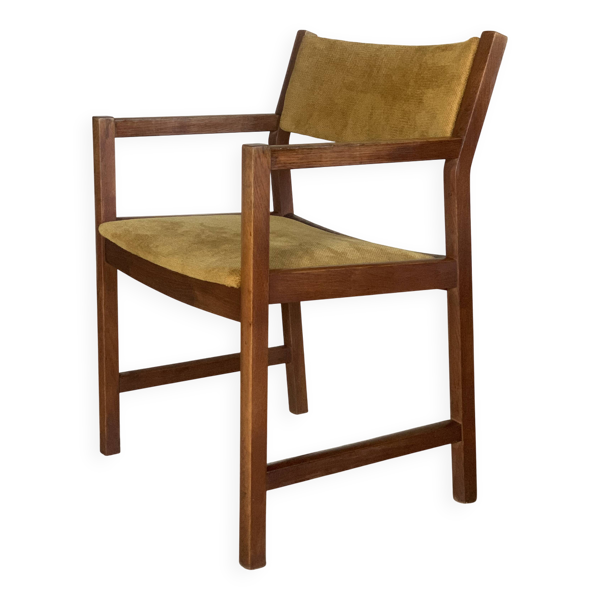 Fauteuil vintage danois de Borge Mogensen velours jaune