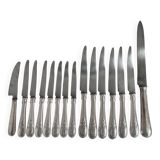Service à couteaux, Charles Christofle, métal argenté, Art Nouveau, décor végétal, fromage, grands