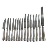 Knife set, Charles Christofle, silver plated metal, Art Nouveau, plant decoration, cheese, large