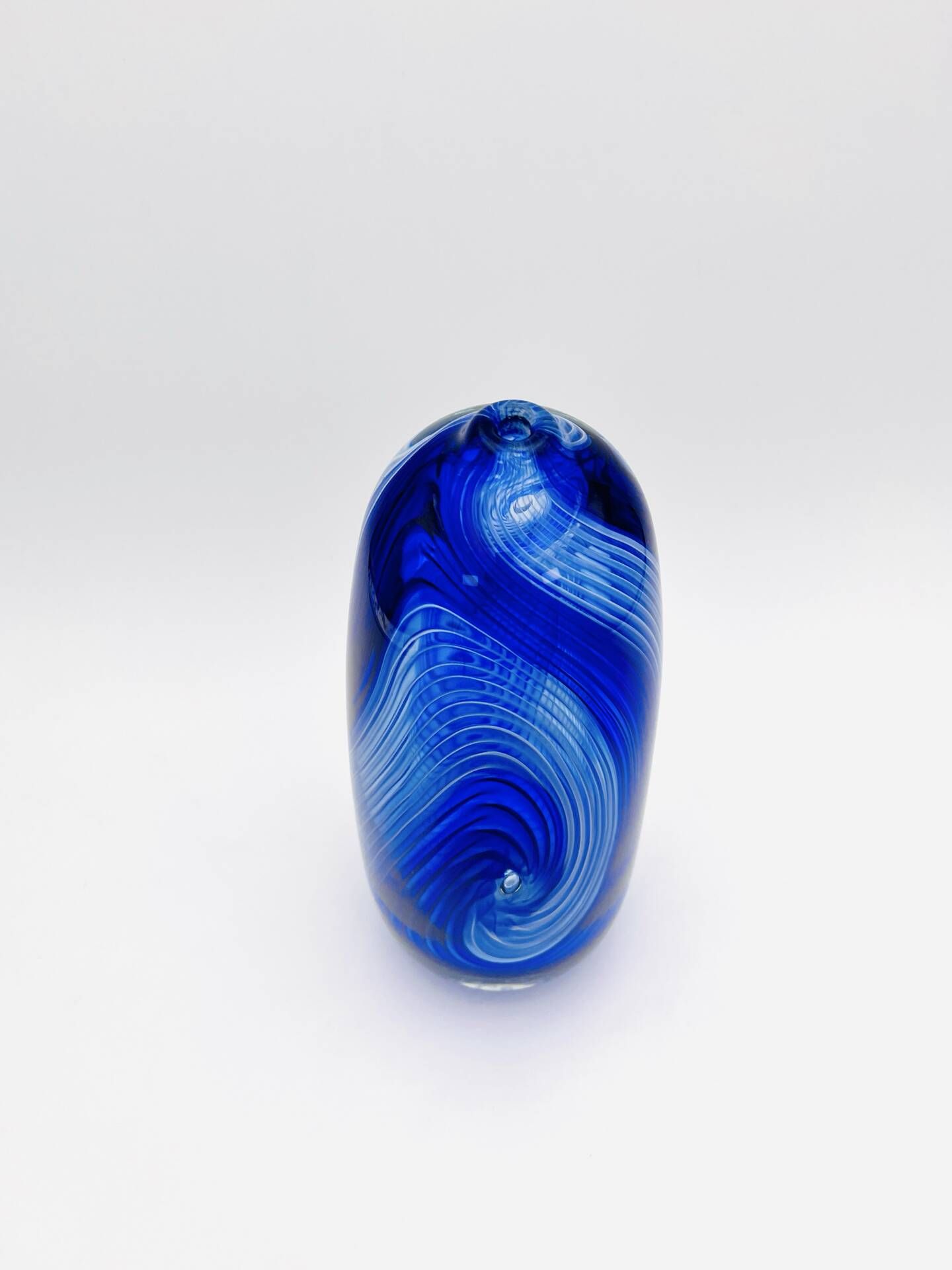 Large Vase R Pierini 1998 Blue White Glass Bubble 31cm 5kg Signed