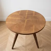 Tripod side table Art Deco in marquetry oak