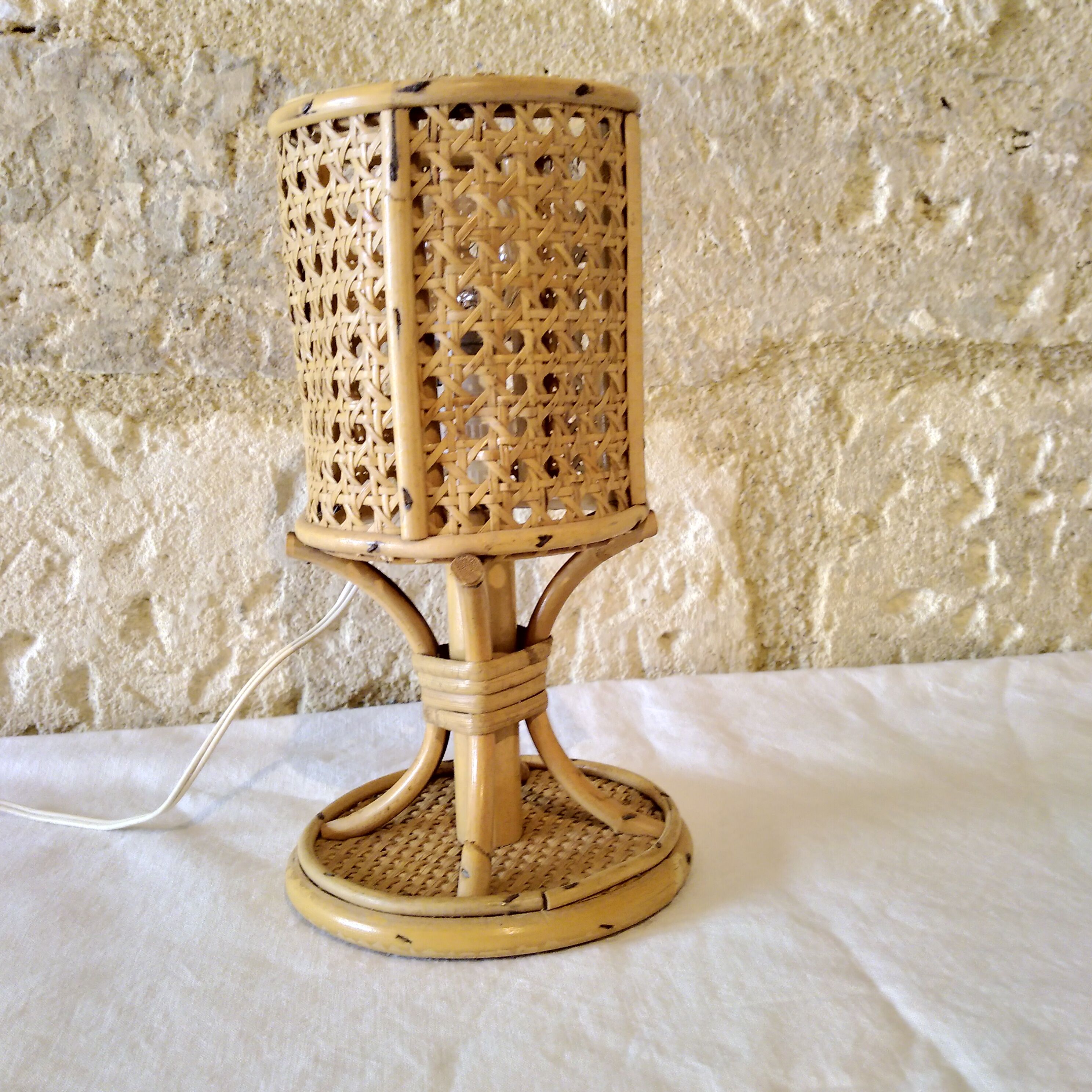 Rattan and caning lamp, 1960