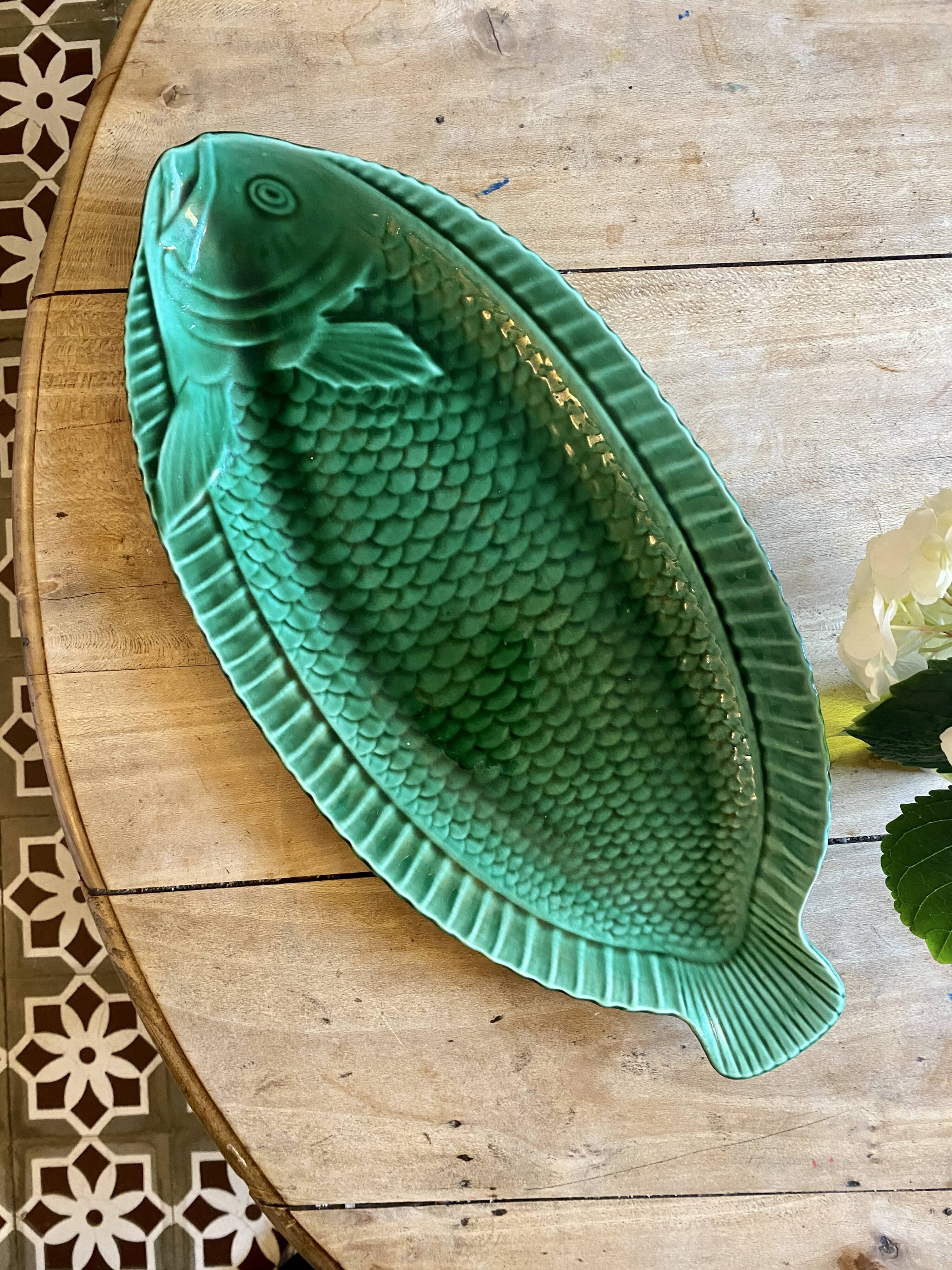 Vintage XL fish-shaped dish - Sarreguemines