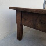 Rustic farmhouse coffee table with two drawers, solid oak, 19th century - 1.97m
