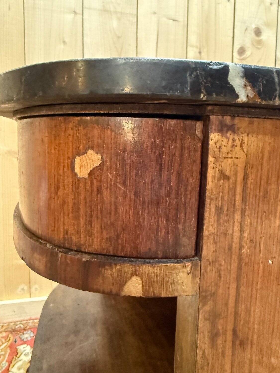 Pair of Art Deco bedside tables with marble.