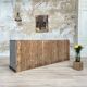 Artisanal workshop bank in patinated wood, circa 1950.