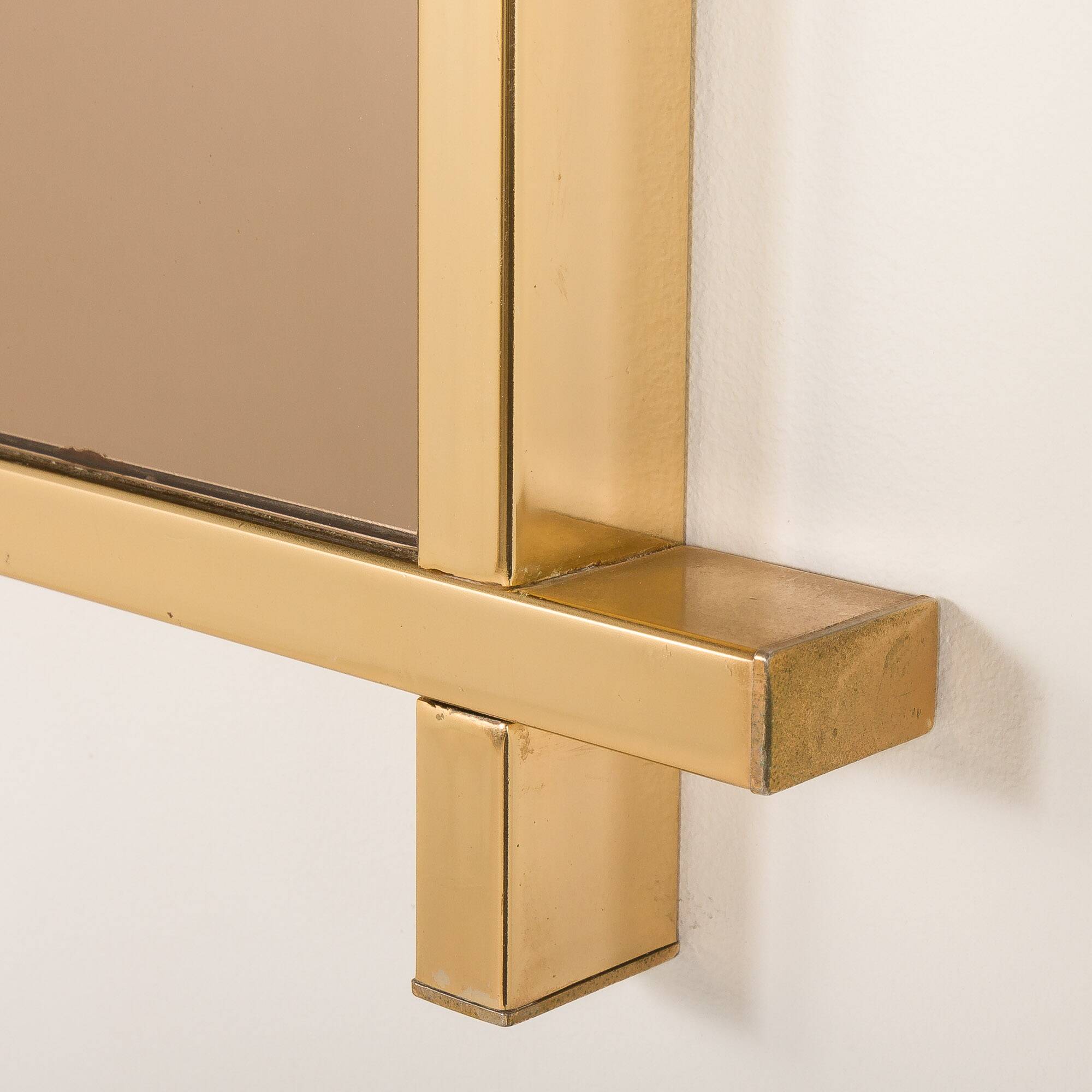 Italian mid century brass mirror in the style of Romeo Rega, 1970s