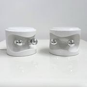 Pair of white ceramic table lamps by Perdomello, 1970.
