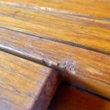 Old varnished wooden folding chair for children