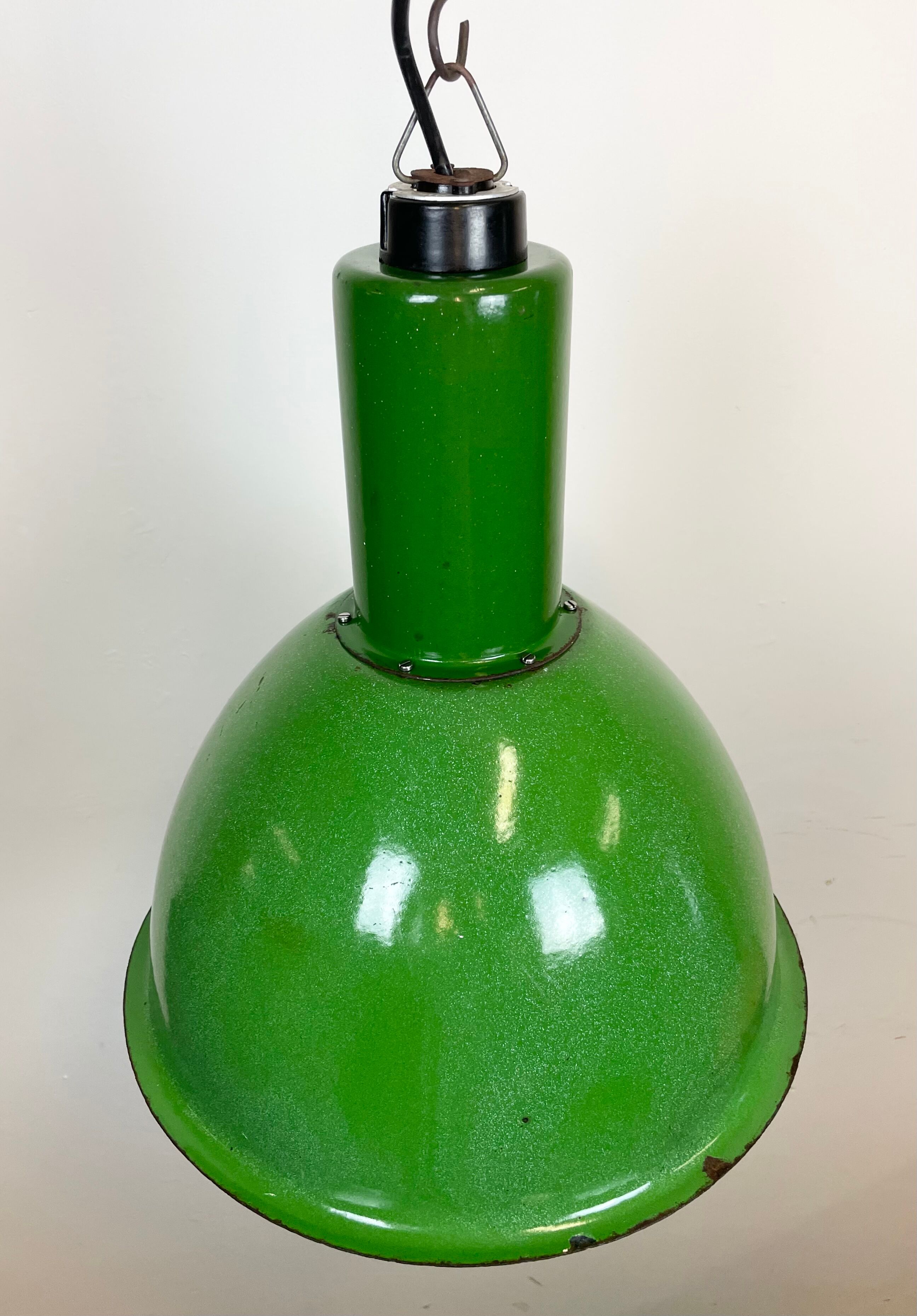 Industrial Soviet Green Enamel Pendant Lamp, 1960s