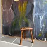 Vintage tripod wood farm stool