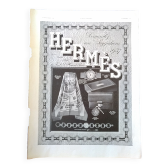 Une publicité papier d'époque année 1936  : Hermès  montre sac écharpe